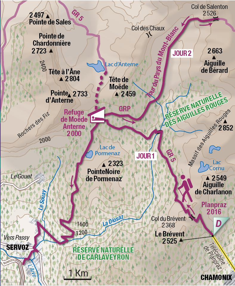 Tracé du Trek entre le Brévent et Servoz ©ClaudeDubut