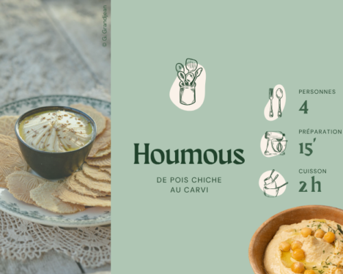 Recette de houmous de pois chiches des Hautes-Alpes au carvi