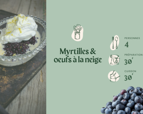 Recette de myrtilles et œufs à la neige